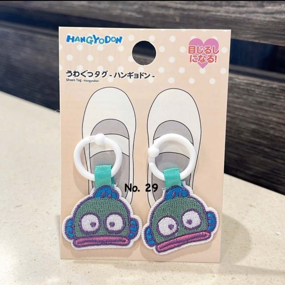 Sanrio Hangyodon Fish Embroidery face shoe tags